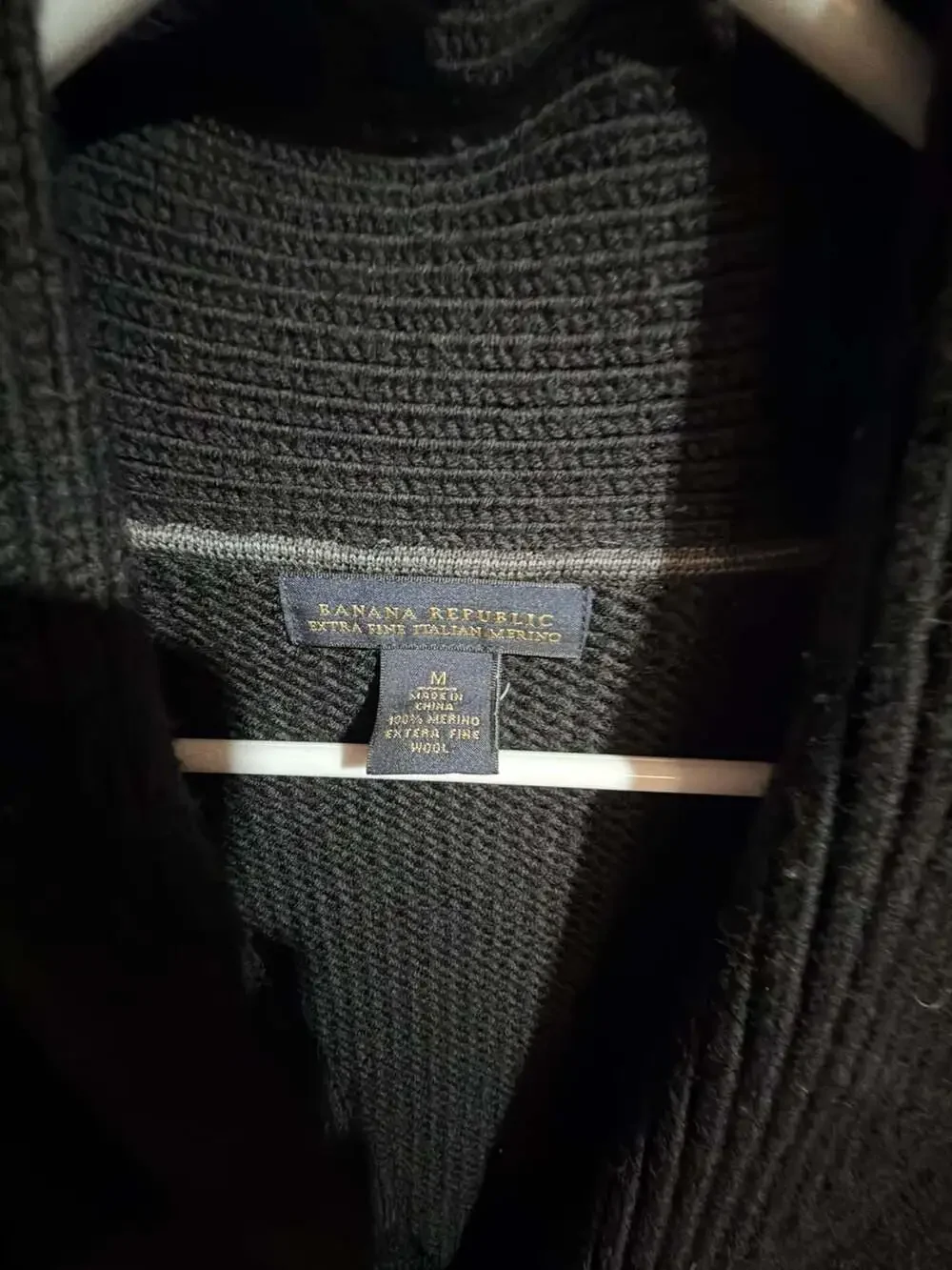 Banana Republic Extra Fine Italian Merino Wool Shawl Collar Cardigan Sweater Bla